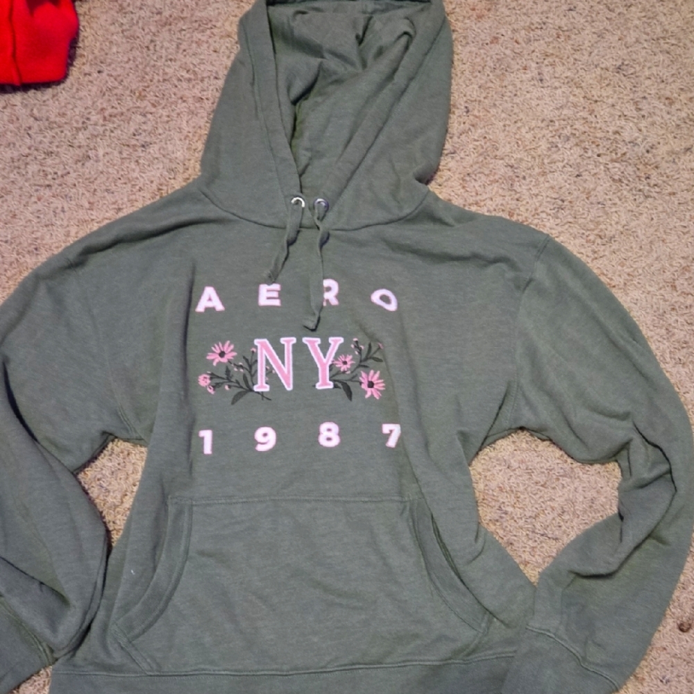 Aeropostale Green Pullover Sweater with Hood